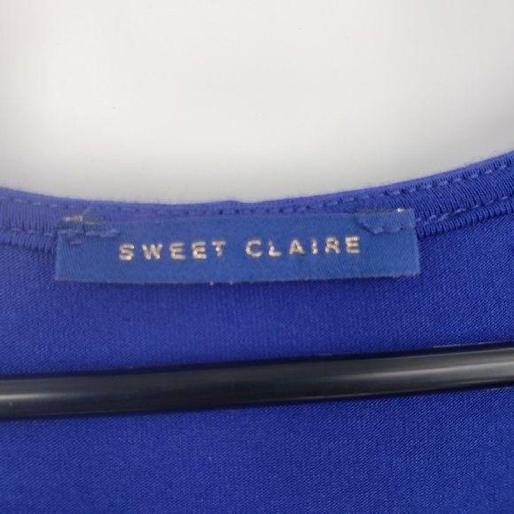 Sweet Claire blue black asymmetrical hem short sleeve dress sz S - Picture 7 of 8